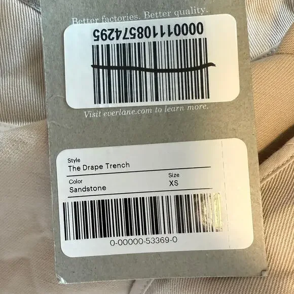 Everlane The Drape Trench Coat In Sandstone Size XS New - Picture 11 of 13